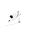 © mehdi naqvi  - A stylized line drawing of a businessman running with a briefcase against a white background space here