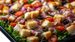 © Ridwan - Hearty salad with croutons, ham, tomatoes, olives, and red onion