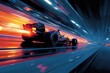 © muhammad - Racing Formula Car on the Road at Night with Post-Production Effects.