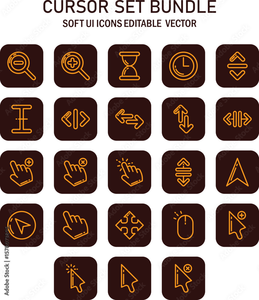 Vector UI Cursor Set with Smooth Design Elements and Varied Shapes for ...