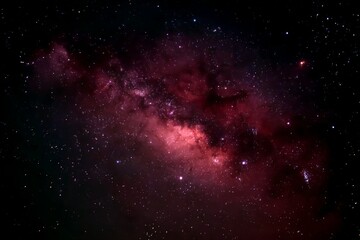 Wall Mural - Red And Pink Nebula In Dark Night Sky