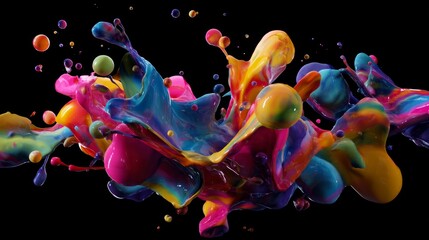 Wall Mural - Vibrant Paint Splash Explosion on Black Background
