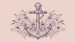 © falikh - Elegant anchor surrounded by delicate floral motifs