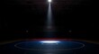 © ManuStockStudio - Gymnasium wrestling mat illuminated by a single spotlight creating an atmosphere of intense competition and focus