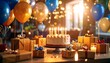 © Irpan - Festive birthday celebration with cake, balloons, and gifts