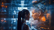 © Iwankrwn - Futuristic female cyborg portrait with intricate cybernetic details and glowing elements. AI, robotics, and advanced technology concept for a sci-fi vision. Cyborg 4K Wallpaper backgrounds