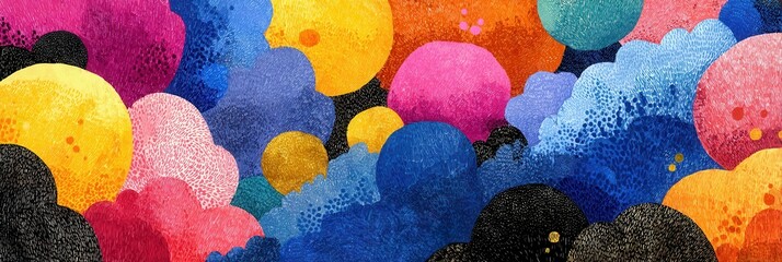 Wall Mural - vibrant abstract artwork with colorful shapes and textures