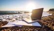 © Nu - Laptop on beach at sunrise