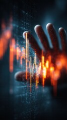 Wall Mural - abstract hand gesture with data visualization and digital elements