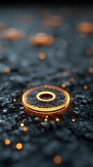 Wall Mural - glowing circular pattern with abstract background in dark environment