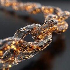 Wall Mural - abstract concept of connection through a glowing chain of light