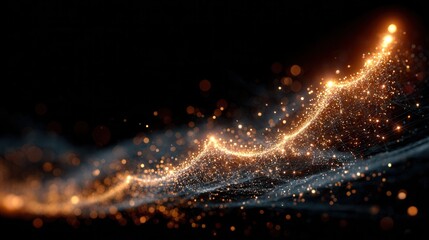 Wall Mural - glowing particles and sparkling lines in dark background