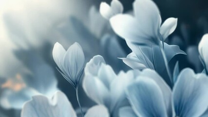 Wall Mural - delicate blue flowers blooming in soft light, floral background