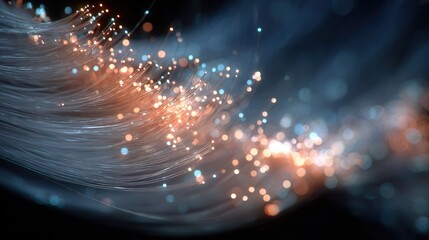 Wall Mural - abstract light trails with bokeh effect in dark background