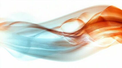 Wall Mural - abstract orange and blue waves flowing on white background