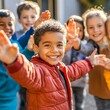 © charlie - group of boys giving high fives in front of community center premium quality trending SEO optimized evergreen quality