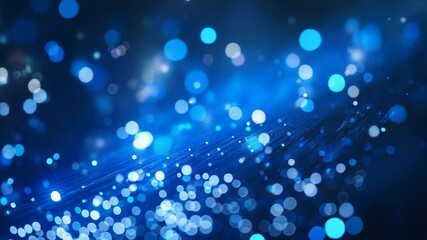Wall Mural - abstract blue particles background flowing over wavy grid pattern