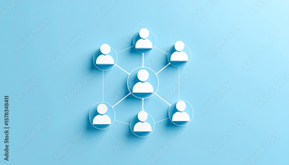 Community structure diagram with smoothly connected people silhouette ...