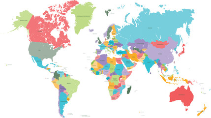  Colorful World Map Vector | Global illustration of world map