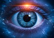 © Arif - Futuristic Blue Eye with Circuitry and Cosmic Background, Digital Vision