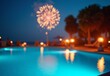 © picasobuddy - Summery Beach bonfire with swimming pool during fireworks illumination