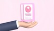 © 수진 우 - 3D resume document icon floating above hand