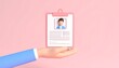 © 수진 우 - 3D resume document icon floating above hand