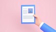 © 수진 우 - 3D resume document icon floating above hand