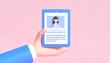 © 수진 우 - 3D resume document icon floating above hand
