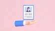© 수진 우 - 3D resume document icon floating above hand