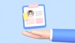 © 수진 우 - 3D resume document icon floating above hand