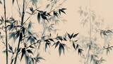 Bamboo ink painting style background illustration