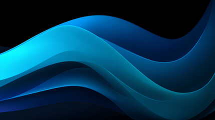 Wall Mural - blue abstract gradient background, grain texture effect dark vibrant color flow wave on black backdr