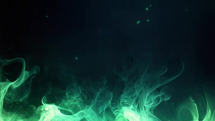 Wall Mural - green abstract smoke forming swirling and flowing shapes