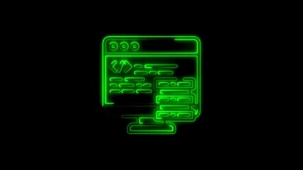 Neon green computer screen illustrating programming code on a black background