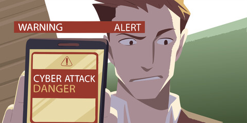 Man alarmed by cyber attack warning on phone alert