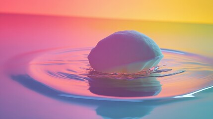 Wall Mural - a vibrant egg resting on serene water creates a stunning visual. the interplay of colors adds depth 