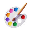 © Mozahidul - Artistic palette with vibrant watercolor paints and brush for creative painting projects