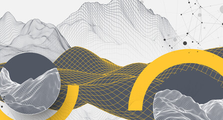 Wall Mural - the abstract wave is made in a frame style. template for science and technology presentation. vector