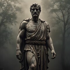  A marble statue of a Roman philosopher 