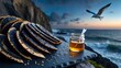 © Euis - Unique Dark Bread Slices Served with Honey Jar near Ocean View