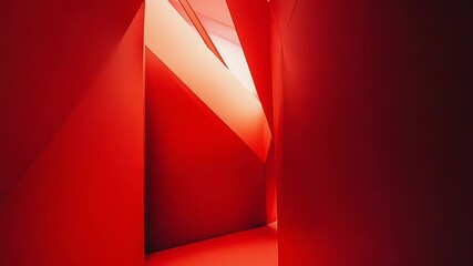 Red abstract geometric shapes creating modern architectural design