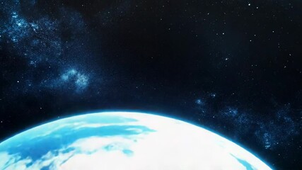 Wall Mural - planet earth rotating in space with shining stars and nebulae