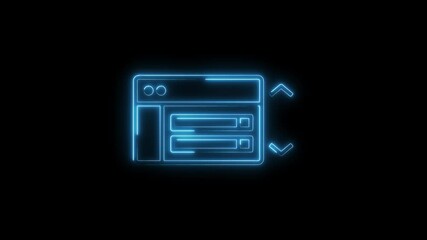 Glowing neon web form animation on black background for user interface design and software applications