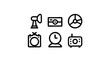 © MDTUHIN - Media and Technology Icons Set in Black Outline Style on White Background