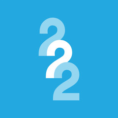Wall Mural - the image shows a logo design of a number 222 in blue and white color in simple flat style that look