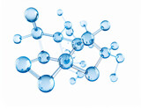 3D molecules floating on white background