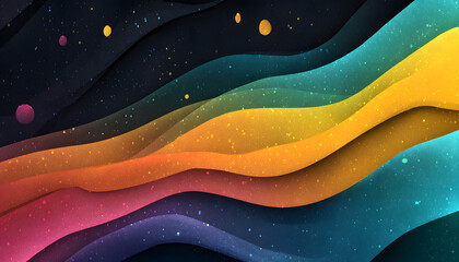 Wall Mural - bright gradient background it has a small grainy surface. abstract shapes black background colorful 