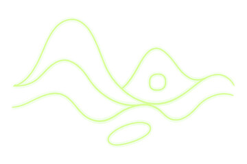 Wall Mural - luminescent neon green curves intertwining, generating futuristic digital landscape with translucent