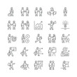 © Moumita - Collection of Thirty Black Linear Icons Depicting Business People Teamwork Collaboration Presentations Growth Strategy and Success